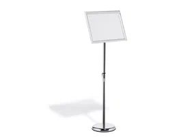 Durable Atril de Pie para Expositores A3, Soporte Plegable de Aluminio Plata, Altura Ajustable 860-1290mm, Marco Giratorio Vertical/Horizontal, Referencia 3335-16