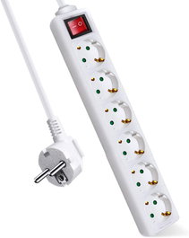AVANT CONNECT Base Multiple con 6 Tomas y Interruptor, 3 Metros de Cable, 3G 1.5mm2, Max 3680W