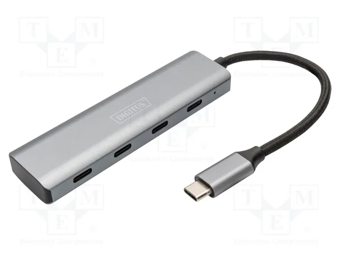 DIGITUS Hub USB-C de 4 puertos 3.1 Gen 1, gris, aluminio DIGITUS Hub USB-C de 4 puertos 3.1 Gen 1, gris, aluminio