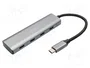 DIGITUS Hub USB-C de 4 puertos 3.1 Gen 1, gris, aluminio