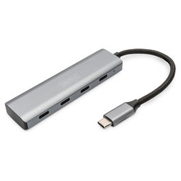 Digitus Hub USB-C 4 Puertos USB 3.1 Type-C Plata 5000 Mbit/s Aluminio