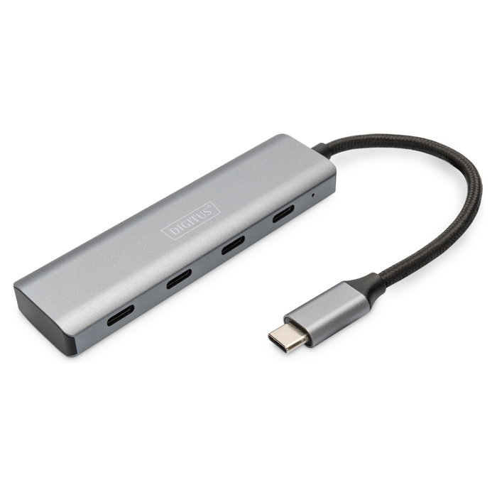 DIGITUS Hub USB-C de 4 puertos 3.1 Gen 1, gris, aluminio DIGITUS Hub USB-C de 4 puertos 3.1 Gen 1, gris, aluminio