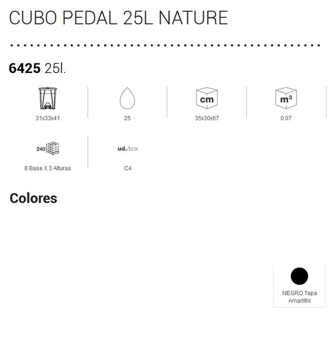 Plastiken Cubo con Pedal 25 L Negro con Tapa Amarilla Plastiken Cubo con Pedal 25 L Negro con Tapa Amarilla