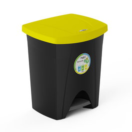 Plastiken Cubo con Pedal 25 L Negro con Tapa Amarilla
