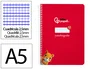 Liderpapel Cuaderno espiral Pautaguía A5 tapa blanda 40 hojas 75gr cuadro pautado 2,5mm color rojo