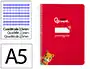 Liderpapel Cuaderno espiral Pautaguía A5 tapa blanda 40 hojas 75gr cuadro pautado 2,5mm color rojo