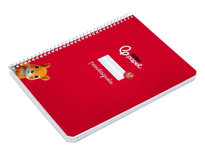Liderpapel Cuaderno espiral Pautaguía A5 tapa blanda 40 hojas 75gr cuadro pautado 2,5mm color rojo