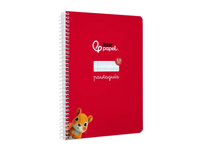 Liderpapel Cuaderno espiral Pautaguía A5 tapa blanda 40 hojas 75gr cuadro pautado 2,5mm color rojo