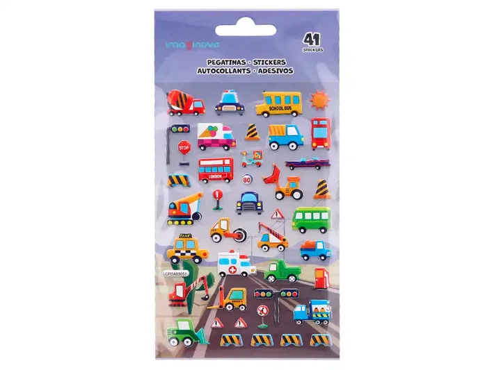 Imaginovo Pegatinas Kids Coches con Relieve 190x105 mm