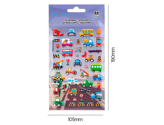 Imaginovo Pegatinas Kids Coches con Relieve 190x105 mm