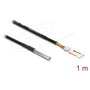DeLOCK 91386 Cable Sensor de Temperatura DS18B20, 1 m, Conector Macho 3 Pin, PVC Negro, -20 a 80 °C