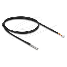 DeLOCK 91386 Cable Sensor de Temperatura DS18B20, 1 m, Conector Macho 3 Pin, PVC Negro, -20 a 80 °C