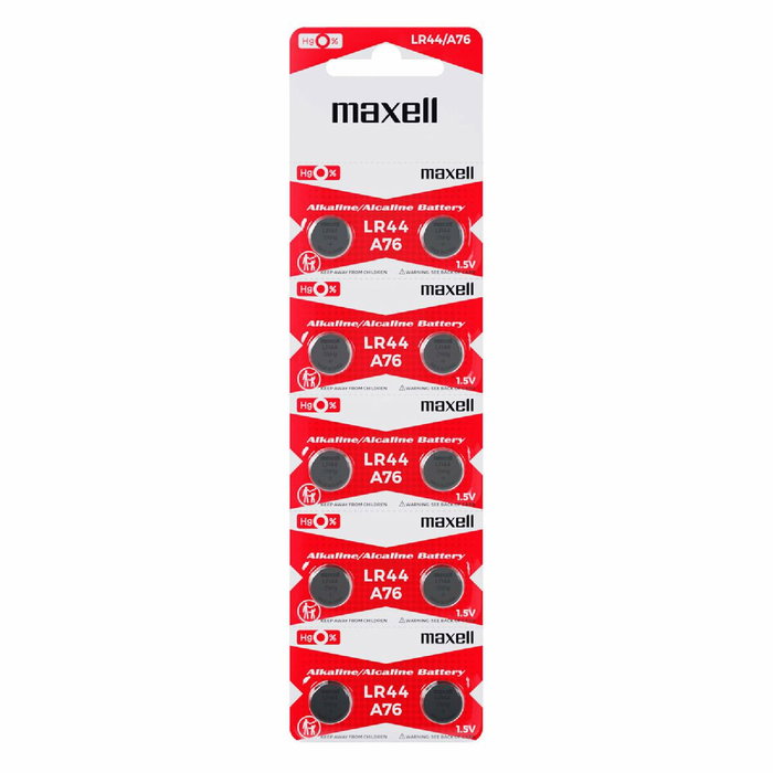 Maxell Pilas Alcalinas de Botón 1,5V LR44 10 Unidades
