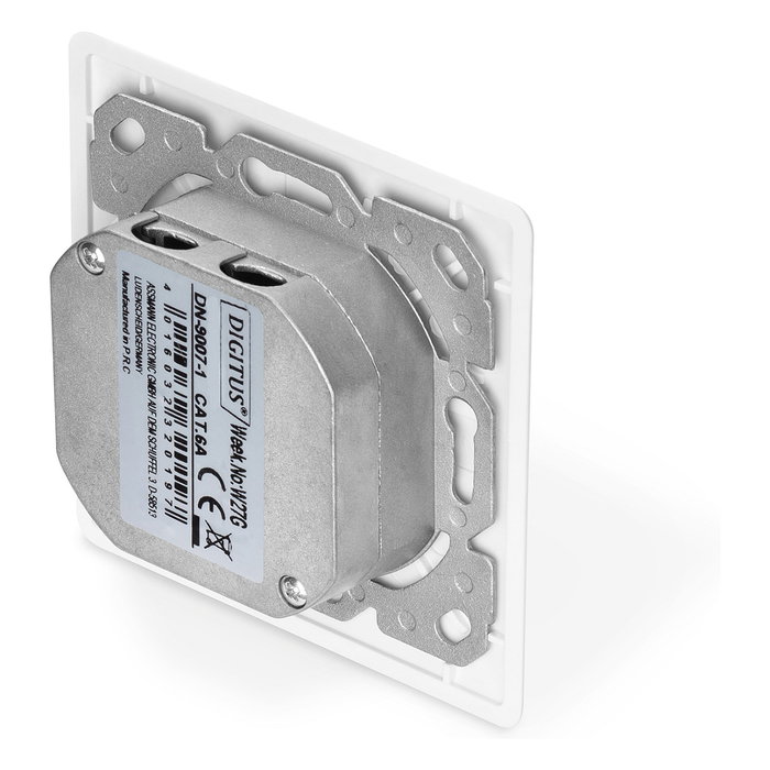 Digitus Toma de Red Cat6a 2xRJ45 Apantallada Empotrada Blanca