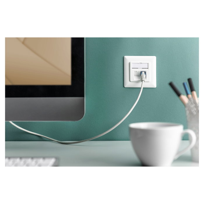 Digitus Toma de Red Cat6a 2xRJ45 Apantallada Empotrada Blanca