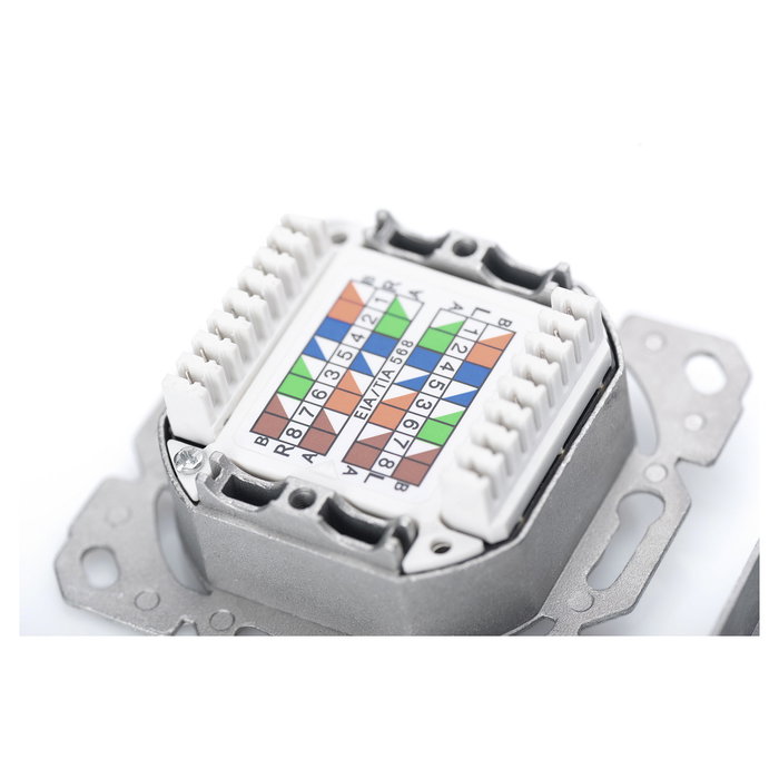 Digitus Toma de Red Cat6a 2xRJ45 Apantallada Empotrada Blanca