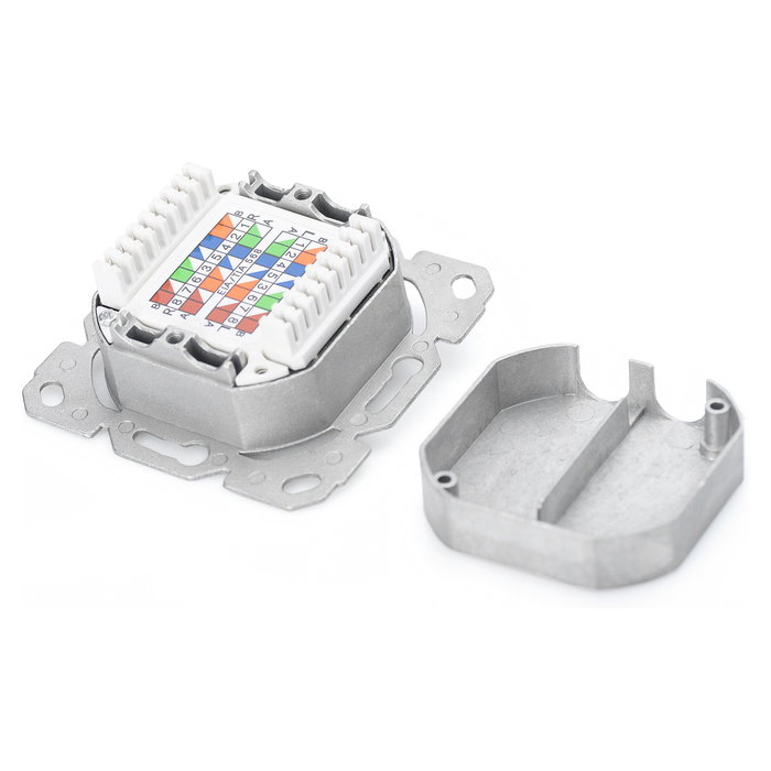 Digitus Toma de Red Cat6a 2xRJ45 Apantallada Empotrada Blanca