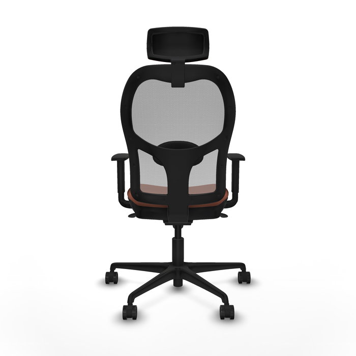 Silla de oficina Jorquera con mecanismo Sincro tapizada con Tela color Marrón y malla color Gris. Equipada con lumbar 1D, Brazos 1D, Cabecero 2D y Ruedas 65mm nailon Silla de oficina Jorquera con mecanismo Sincro tapizada con Tela color Marrón y malla color Gris. Equipada con lumbar 1D, Brazos 1D, Cabecero 2D y Ruedas 65mm nailon