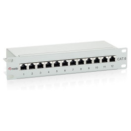 EQUIP Patch Panel 12x RJ45 Cat6 FTP 1U Rack Gris - 208014, ISO/IEC, Gigabit Ethernet 1000 Mbit/s, Compatible con Cat6e, Color Hellgrau