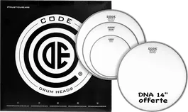 CODE Dna Fusion Blanco (10,12,14" + Dna 14 ") Parches Bateria Set Acabado Rugoso Sonido Vintage