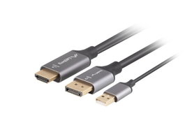 Lanberg Cable HDMI(M) - DisplayPort(M) 1m 4K negro-gris