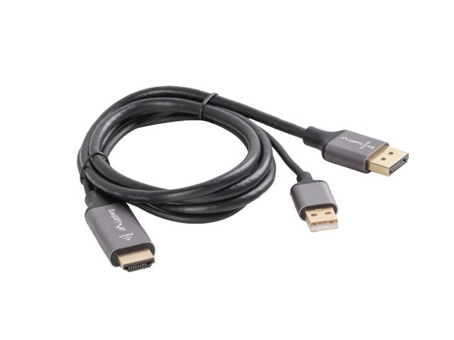 Lanberg Cable HDMI(M) - DisplayPort(M) 1m 4K negro-gris Lanberg Cable HDMI(M) - DisplayPort(M) 1m 4K negro-gris
