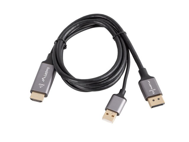 Lanberg Cable HDMI(M) - DisplayPort(M) 1m 4K negro-gris Lanberg Cable HDMI(M) - DisplayPort(M) 1m 4K negro-gris