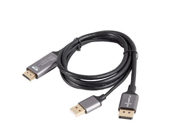 Lanberg Cable HDMI(M) - DisplayPort(M) 1m 4K negro-gris Lanberg Cable HDMI(M) - DisplayPort(M) 1m 4K negro-gris