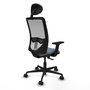 Silla de oficina Zulema con mecanismo Sincro tapizada con Tela color Gris. Equipada con lumbar 1D, Brazos 2D, Cabecero Fijo y Ruedas 65mm nailon