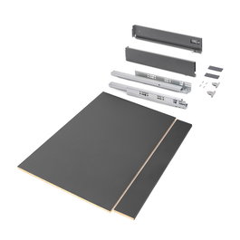 Emuca Kit de cajón para cocina o baño Vertex de altura 93mm con regulación 3D, tableros incluidos, módulo 900mm, Gris antracita