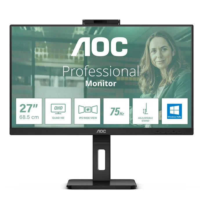 AOC Q27P3CW Monitor 27'' QHD IPS con Webcam 5MP y USB-C 90W