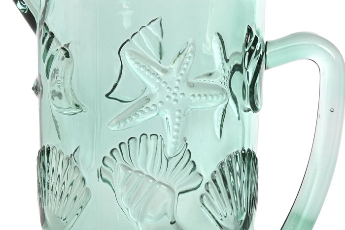 DKD Home Decor Jarra de Cristal Relieve Turquesa 1150ml