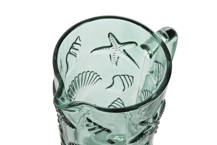 DKD Home Decor Jarra de Cristal Relieve Turquesa 1150ml