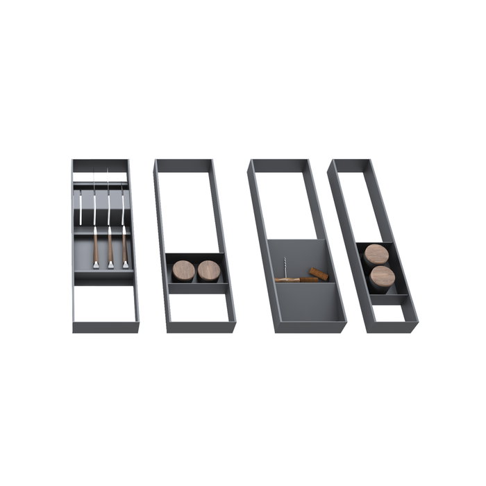 Emuca Organizador Orderbox para cajón, 100x470mm, Acero y Madera, Gris antracita