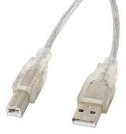 LANBERG CA-USBA-12CC-0050-TR Cable USB 2.0 de 5 metros, Conector USB A a USB B, Transparente