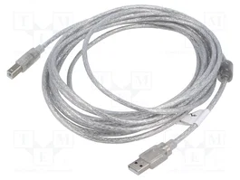 Lanberg Cable USB 2.0 A a B de 5 m Transparente
