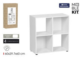 Inde Estantería Cubo 4 Compartimentos, Mueble de Almacenaje, Medidas 60x29.7x60 cm, Espesor 12 mm