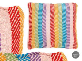 Giftdecor Cojin Multicolor Estampado Rayas 45 x 45 cm Algodon (Set de 12)