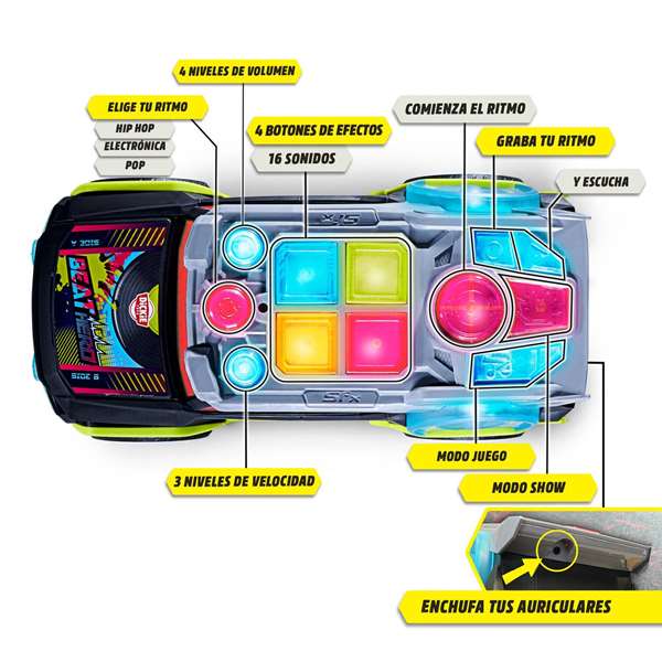Smoby Coche Streets' n Beatz 32 cm con Luz y 22 Sonidos para Niños a partir de 3 Años