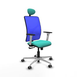 PIQUERAS Y CRESPO Silla de oficina Motilla con mecanismo Sincro, Azul y Turquesa