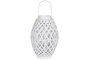 DKD Home Decor Portavelas Bambú y Cristal Blanco 22x22x36 cm