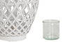 DKD Home Decor Portavelas Bambú y Cristal Blanco 22x22x36 cm