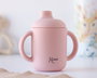 KioKids Taza de Silicona Rosa con Asas para Bebé +4 Meses Ecológica Apta Microondas y Lavavajillas