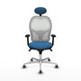 PIQUERAS Y CRESPO Silla de oficina Jorquera con mecanismo Sincro, Azul claro y Blanco