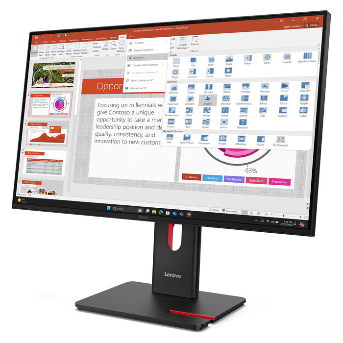 Lenovo T27-40 Monitor 27" 1920x1080 IPS 4ms 120Hz HDMI DisplayPort VGA USB-C USB-Hub VESA Negro