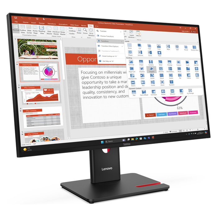 Lenovo T27-40 Monitor 27" 1920x1080 IPS 4ms 120Hz HDMI DisplayPort VGA USB-C USB-Hub VESA Negro