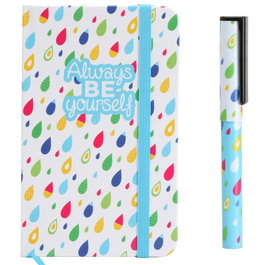 CMP General Libreta con Bolígrafo "Gotas" con frase "Always be yourself" y marcador de páginas, Tapa Dura, 160 páginas