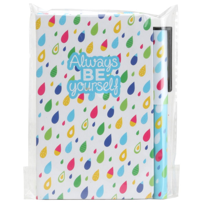 CMP General Libreta con Bolígrafo "Gotas" con frase "Always be yourself" y marcador de páginas, Tapa Dura, 160 páginas