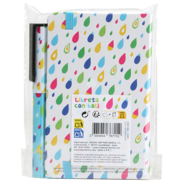 CMP General Libreta con Bolígrafo "Gotas" con frase "Always be yourself" y marcador de páginas, Tapa Dura, 160 páginas