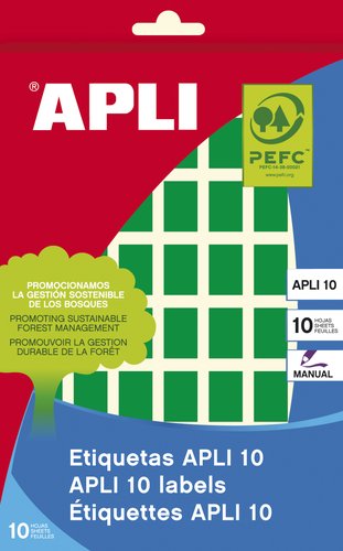 Apli Etiquetas Adhesivas Verdes 12x18mm